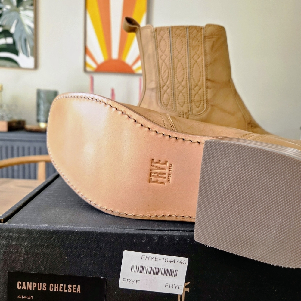 Anthropologie FRYE Campus 14L Women's Boots Leather Tan Banana NEW - Picture 14 of 15